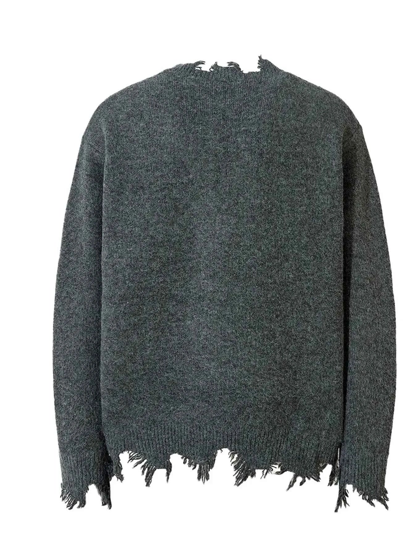 Men's Distressed Hem Half-Zip Sweater